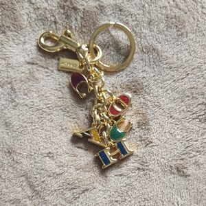 Coach Gold-Tone Multicolor Charm Keychain